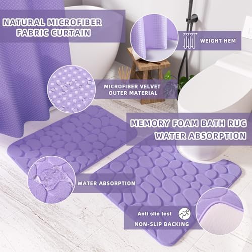 XLHOMO Bathroom Accessory Set - Bathroom Sets with Shower Curtain and Rugs - Image 5