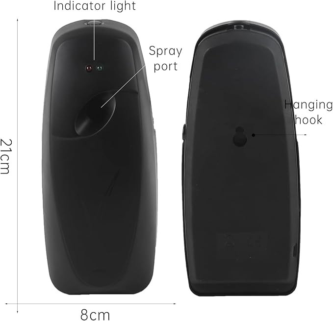 Automatic Air Freshener Spray Dispenser 2-Pack, Wall Mount or Tabletop for Home & Commercial Use, Adjustable Timer for Bathroom, Office, Restroom, Eliminates Odors with Glade Compatible Refill (black)