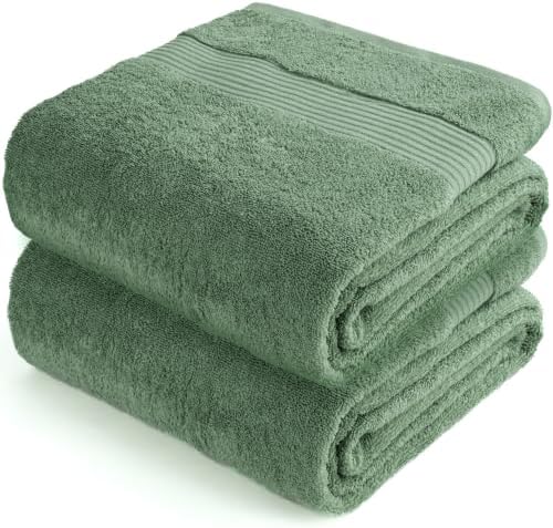 Cotton Paradise 100% Cotton Turkish Towel Set, Soft Absorbent Quick Dry, 2 Piece 35x70 Bath Sheet Set, Sage Green - Image 6