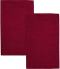 Hawmam Linen Red Bath Mats, 21 x 34 inches, Pack of 2-100% Ring Spun Cotton,[Not a Bathroom Rug] Banded Design, Highly Absorbent, Machine Washable for Bathroom Floor Towel