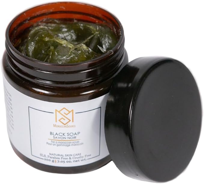 MS Moroccan Black Soap with Orange Blossom - Natural Skincare for Softening & Exfoliation, Removes Dry Skin and Impurities, Prepares Skin for Effortless Exfoliation, Paraben-Free, Cruelty-Free, 200g