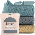 Kitsch African Net Sponge – Exfoliating Body Scrubber – Aqua Grey, 3 Pcs by Kitsch