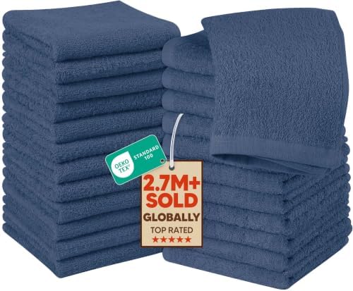 Utopia Towels 24 Pack Washcloths, 12x12 in, 100% Cotton, Navy by UTOPIATOWELS
