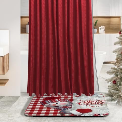 Clara Clark Bathroom Set - Christmas Bathroom Decor, Xmas Bathroom Accessories Set, 9PC Bathroom Accessory Set, Christmas Bathroom Sets with Bathroom Rugs, Toilet Brush, Trash Can & Soap Dispenser - Image 6