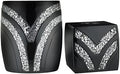 Zahari Home 2pc Sinatra Black Modern Bath Accessories Set Waste Basket & Tissue Box Modern Decorative Beautiful Designs Bathroom Decor Set for Home Luxury Bath Set Mosaic Glass by ZahariHome