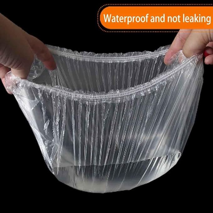 50PCS Portable Individually Wrapped Disposable Shower Caps, Plastic Waterproof Elastic Pocket Hair Bath Caps,Multipurpose Travel Shower Caps, Perfect for Hair Treatment, Salon, Spa, Hotel,Home,Travel