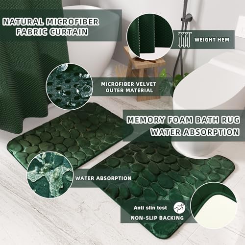 XLHOMO Bathroom Set- 25PC Green Bathroom Set with Shower Curtain and Rugs - Image 6