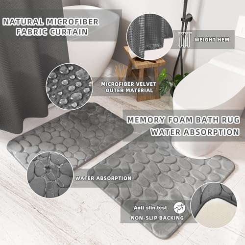 XLHOMO Bathroom Accessories Set- Bathroom Set with Shower Curtain and Rugs - Image 5