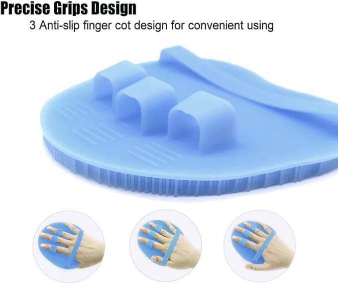 1 Pack Soft Silicone Shower Brush, Body & Face & Short Hair Wash, Bath Exfoliating Skin Massage Scrubber, Dry Skin Brushing Glove Loofah, Fit for Sensitive and All Kinds of Skin (Purple)
