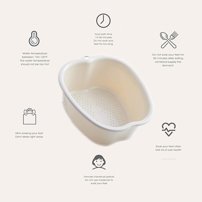 AXLOFO® Foot Soaking Bath Basin, Large Plastic Foot Soaking Tub, Feet Massage Feet Bath Bucket, Great for Getting the Dead/Old Skin Off Your Foots (whitebasin)