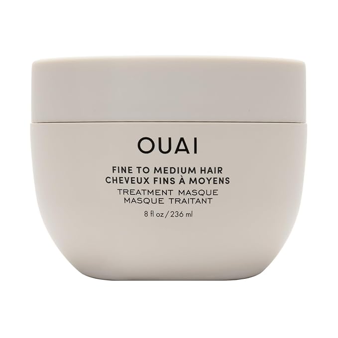 OUAI Fine to Medium Hair Treatment Mask - Lightweight Deep Conditioning Hair Mask with Shea Butter, Keratin & Panthenol - Helps Hydrate, Fight Frizz, Strengthen & Repair Damage (3.4 oz)