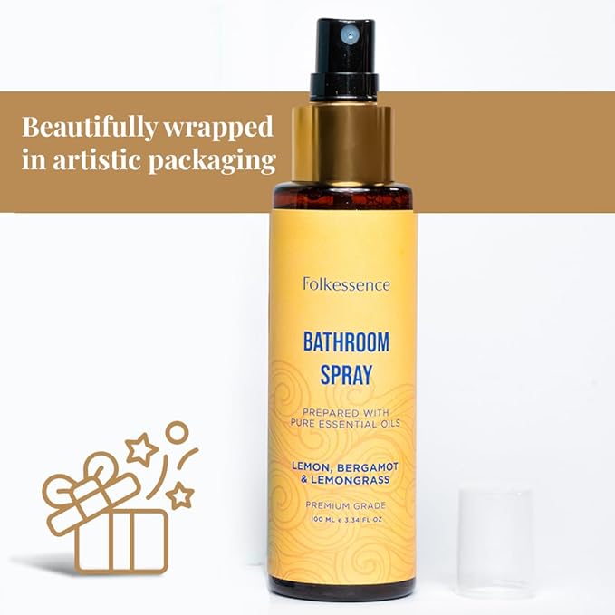 Folkulture Citrus & Bergamot Bathroom Spray - 3.34 fl oz | Odor Eliminator Bathroom Scents For Travel & Home, Guest Room Essentials | Before You Go Toilet, Poop & Shower Spray for Fresh Scents