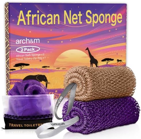 ARCH&M African Net Sponge Authentic with Knots, 2 Pack 53" Long by ARCHM
