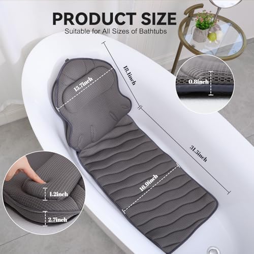 Extra Thick Full Body Bath Pillows for Bathtub- Luxury Bath Cushion for Head, Neck and Back Support, Soft Bath Pillow for Tub, Comfort Relaxation Spa Gifts Bathtub Accessories for Women - Image 5