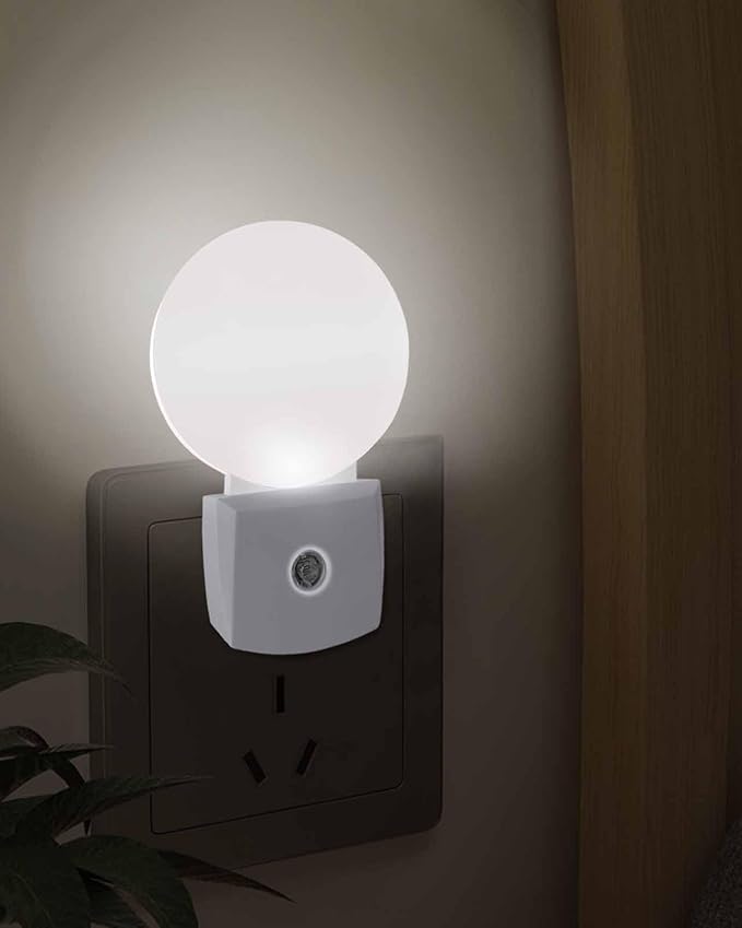 Night Lights Auto Sensor Pink Ombre Night Light Solid Color Round Lamp Plug-in LED Nightlights Dusk to Dawn for Living Room Bedroom Bathroom Hallway Wall Decor