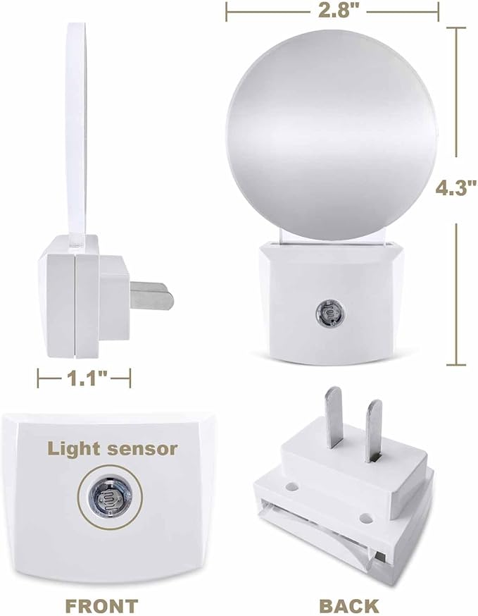 Night Lights Auto Sensor Grey Ombre Night Light Solid Color Round Lamp Plug-in LED Nightlights Dusk to Dawn for Living Room Bedroom Bathroom Hallway Wall Decor