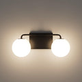 Tipace 2 Lights Mid Century Vintage Bathroom Vanity Light Fixtures Over Mirror Black Industrial Vanity Lights with Milk White Glass Globe Farmhouse Bath Lighting(Exclude Bulb)