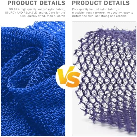 UJFQBH 3 Pieces African Net Sponge Authentic, Nylon Bath Scrubber Exfoliating Body Scrubber, Dries Quickly, and Gradually Transforms Rough Skin into Smooth Black, Blue, Purple - Image 2