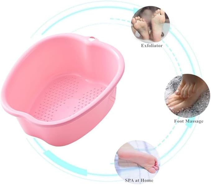 Foot Soaking Tub Sturdy Soaking Feet Bucket Large Size Foot Basin Thickened Massager Tub with Raised Massage Nodes Exfoliation Callus Pedicure Foots Spa Bath Bucket (2 PCS Pink)