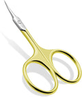 Lermende Cuticle Scissors Extra Fine Curved, Portable Stainless Steel Manicure Scissors with Sharp Curved Blade, Multi-Purpose Russian Manicure Cuticle Trimmer. (Gold, Round Handle)
