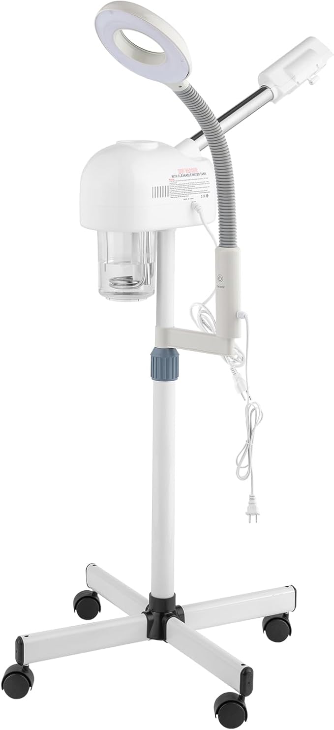 2 in 1 Facial Steamer with 3X Magnification Light, Deep Cleaning for Personal Skin Care, Beautician Steamer Professional Aromatherapy Humidifier Facial Spa Mist Steam