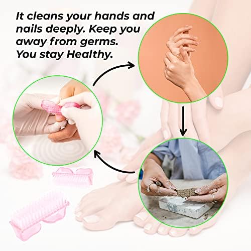 4 Pcs Nail Brush for daily Use - 4 Different Kinds of Fingernail brush with Plastic Handle Nail brush for cleaning Fingernails and Pedicure for Toes and Nails Men Women - Image 4
