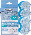 Spongeables Pedi Scrub Foot Exfoliating 20+ Wash Sponge, Fresh Linen, 3 Count by Spongeables