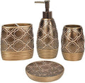Zahari Home 4pc Spindle Stylish Bathroom Accessories Set Bathroom Soap Dispenser, Tumbler, Tooth Brush Holder and Soap Dish Modern Classic Luxury Contemporary Decor Unique Design Modern Bath Set by ZahariHome