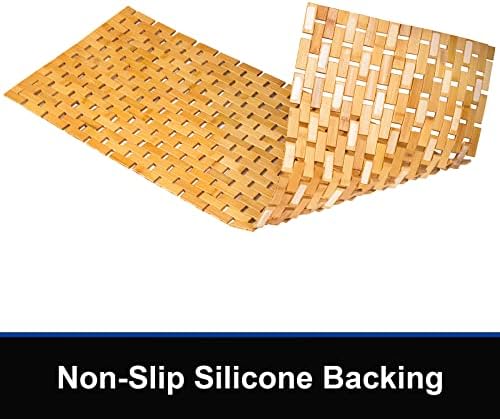 Bambo Bath Mat Bathroom Runner Long Large Rugs Floor Wood Shower Bathtub Waterproof Non Slip Accessories 16x48 Inch Easy to Clean, Natural, 1 pc - Image 3