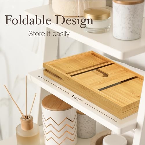 Personalized Bathtub Tray - Custom Engraved Foldable Bamboo Bath Caddy, Expandable Tub Tray Bath Table, for Mom Personalized Mom Birthday Gift, for Wife Gift for Her - Image 5