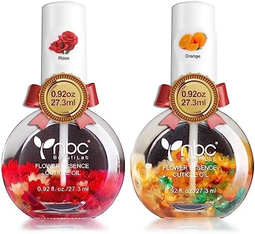 Cuticle Oil, Nail Growth Oil Natural Blend of Jojoba, Vitamin E Nail Cuticle Oil for Repairs Cuticles Overnight Moisturizes and Strengthens Nails Cuticles 2 x 0.92 oz Orange & Rose by nbcBeautiLab
