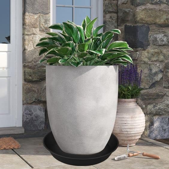 2 Pack of 25 26 inch Plant Saucer Round, 4.2" Depth Tray, Large Plant Saucers 24" 26" for Pots, Heavy Duty Plastic Flower Plant Water Trays for Indoors Outdoor, Plant Drip Trays (Black)