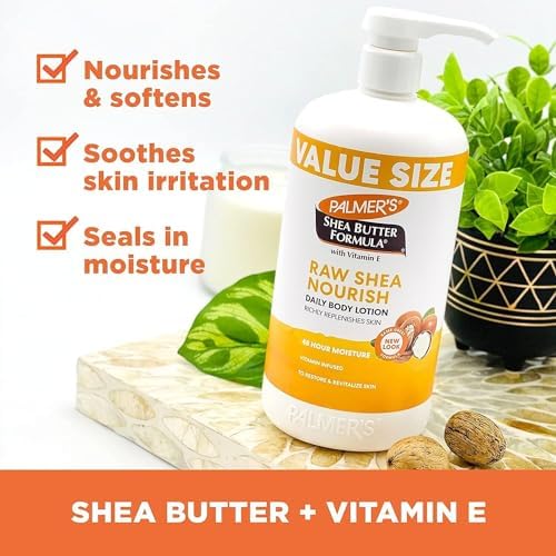 Palmer's Shea Formula Raw Shea Body Lotion for Dry Skin, Hand & Body Moisturizer, Value Size Pump Bottle, 33.8 Ounces (Pack of 2) - Image 4
