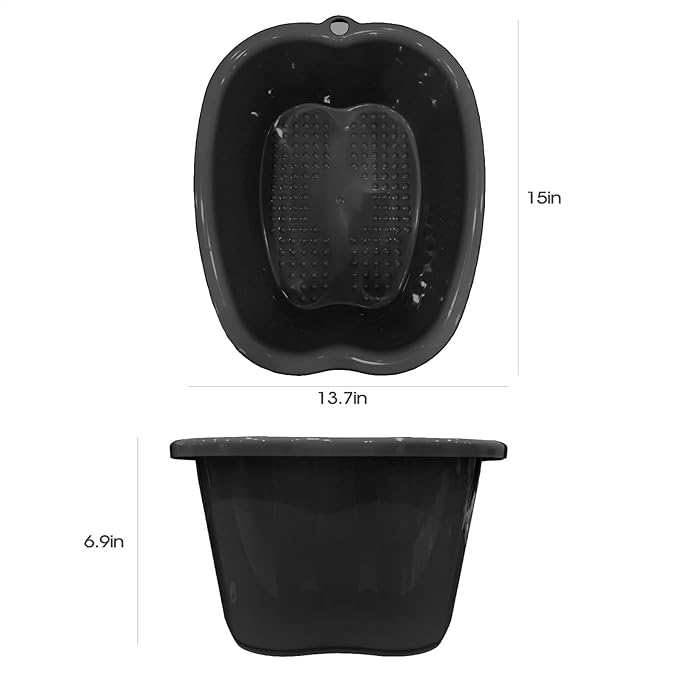 Extra-Large Foot Bath Soak Tub 2-Pack – Durable Massage Basins for Home Relaxation, Fits Large Feet, Non-Slip Base Black/Black