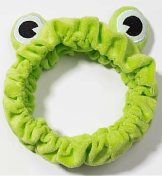 Huachi Makeup Headbands for Women for Washing Face Frog Headband Cute Spa Animal Facial Hair Band for Girls Soft Elastic Skincare Shower Head Wraps Green