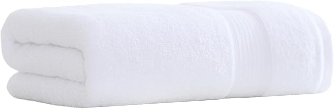 27x55 Bath Towel100 Percent Cotton 650GSM Luxury Super Soft Absorbent Bathroom Towel (White,Pack of 1)