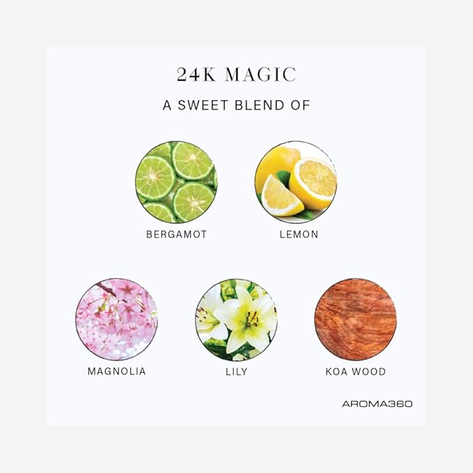 Aroma360-24K Magic - Essential Oil Room Spray Duo - Luxury Hotel Inspired Aromatherapy - Hints of Zesty Citrus, Floral Jasmine, & Lily - Hypoallergenic - Air Freshener Spray - 6.8 Fl Oz - 2 Pack
