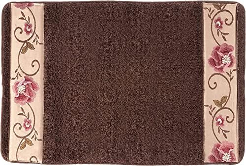 Zahari Home Larrisa Floral Bathroom Rug Luxury Bath Rug Washable Contemporary Decor Beautiful Shower Mat Unique Design Stylish Non Slip Shower Mat Flower Bath Rug Bath Shower Tub Decor by ZahariHome