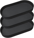 Black Small Tray (11.8 inch), 3 Pack Oval Tray for Kitchen Counter, Bathtub Bathroom Vanity Items, Countertop Organizer, Coffee Accessory, Bar, Serving Seasoning, Salt and Pepper, Soap.