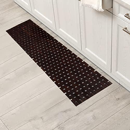 Bath Mat Bathroom Runner Long Large Rugs Floor Wood Shower Bathtub Waterproof Non Slip Accessories 16x48 Inch Easy to Clean, Brown, 1 pc - Image 6