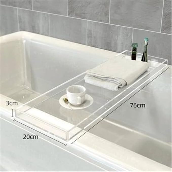 Wangunan 33 inch Luxury Bathtub Table - Shelf Organizer for Bathtub & Shower Storage (Clear)