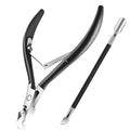 Easkep Cuticle Trimmer and Pusher, Professional Stainless Steel Cuticle Cutter, Black