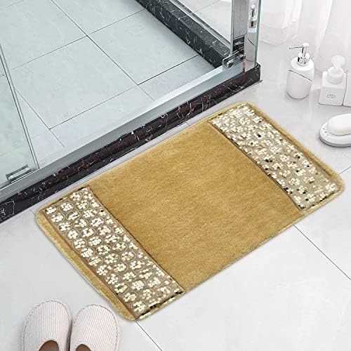 Zahari Home Sinatra Modern Bathroom Rug Classic Luxury Bath Rug Contemporary Decor Champagne Gold Bath Mat for Shower Unique Design Stylish Bathroom Rug Bath Shower Tub Décor - Image 3