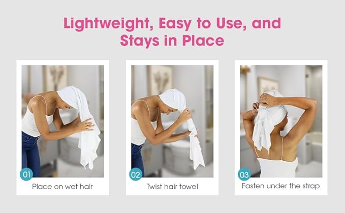 Hair RePear The Ultimate Hair Towel – Generous 29" x 45" Cotton Hair Towel for Long Thick Hair, Anti-Frizz Microfiber Alternative, Reduces Breakage, Gentle Fast Drying, No-Slip Fit