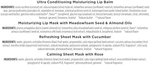 Burt’s Bees Mask Bundle Gift Set; , Ultra Conditioning Lip Balm and Moisturizing Lip, Refreshing Sheet and Calming Sheet Masks; Festive Packaging; Gift Set (Pack of 6) - Image 3