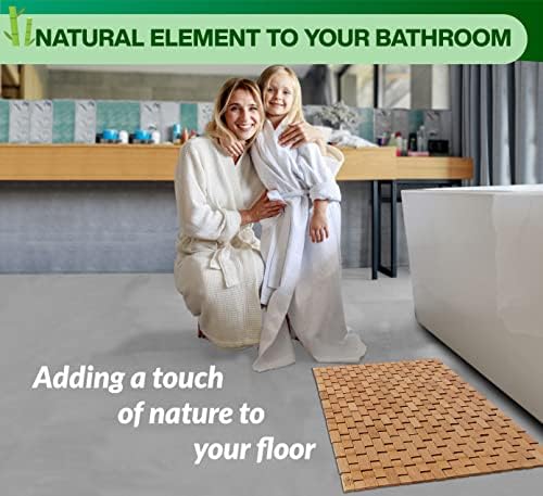 Bamboo Bath Mat, 24 x 16 Inch Foldable Roll-Up Wood Bathmat - Image 6