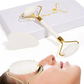 shenghang Jade Face Roller and Gua Sha Set for Face Eyes Forehead Neck Body Muscle Relaxing and Relieve Fine Lines and Wrinkles
