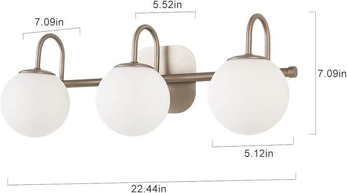 Brushed Nickel Bathroom Vanity Light Fixtures 3 Lights Milk White Glass Globe Shade Modern Wall Sconce Lighting Bath Vanity Lights Bar Over Mirror (Exclude G9 Bulb)