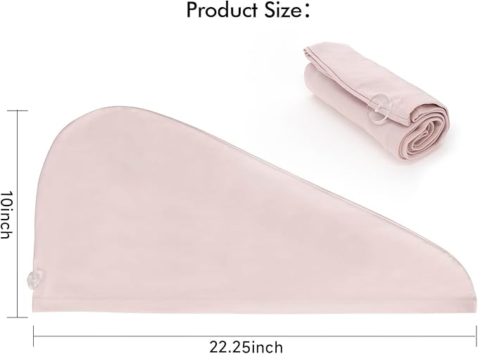 Tee Shirt Drying Wrap, Frizz Free, Soft & Lightweight&Flexible, Hair Drying Turban, Gentle Drying Towel Wrap with Button, for Long Hair (Pink)