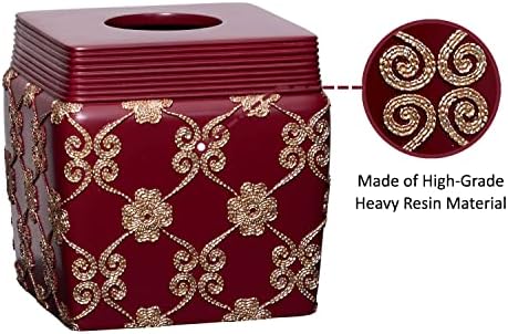 Zahari Home 2pc Elegant Rose Luxury Bathroom Accessories Set Modern Shower Basket & Tissue Box Classic Luxury Contemporary Decor Beautiful Unique Design Stylish Bathroom Accessories Set - Image 6